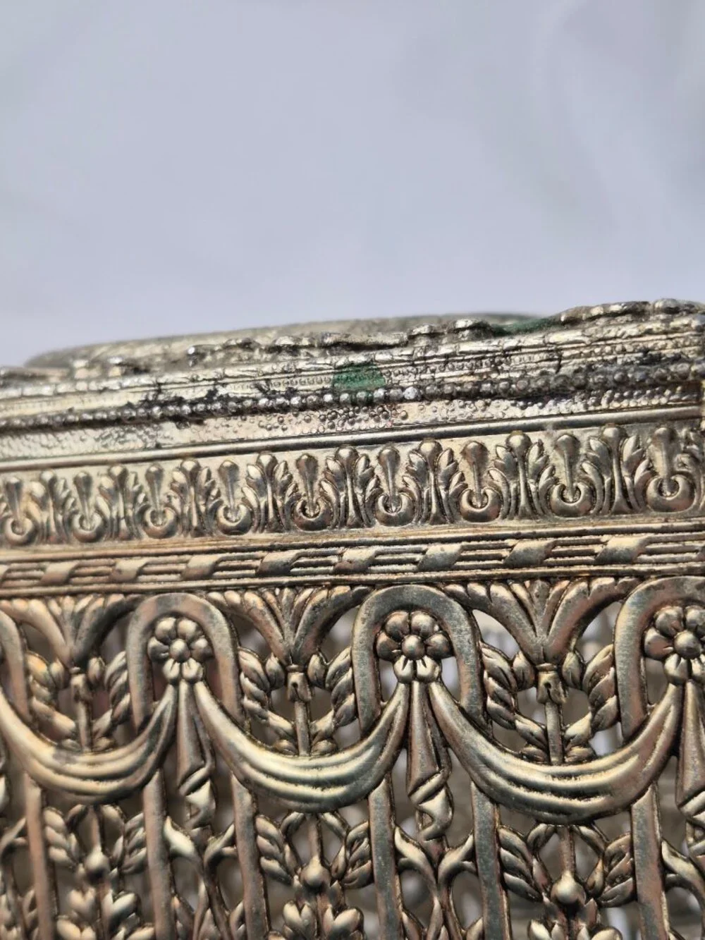 Vintage Hollywood Regency Filigree Vanity Ornate Square Tissue Box Cover